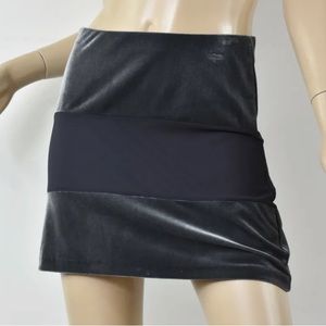 Bailey 44 Grey Velour and Mesh Mini Skirt